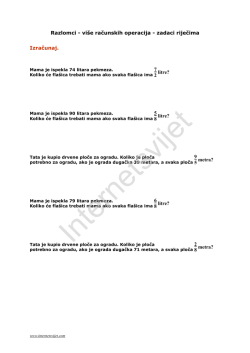 Razlomci i više računskih operacija – zadaci riječima