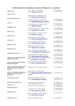 POPIS IZRAĐIVAČA PROJEKATA KOJI SE PREDAJU UZ ZAHTJEV