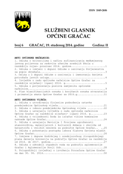 „Službeni glasnik Općine Gračac“ broj 6 19. studenog 2014. godine