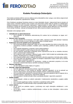 Kodeks Pona&scaron;anja Dobavljača