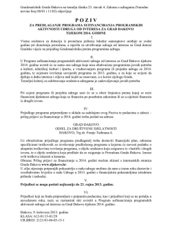 Poziv za predlaganje programa sufinanciranja