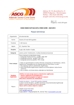 Raspis za mart 2015 - atletski savez crne gore