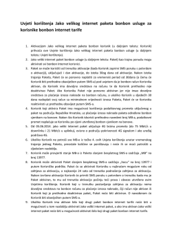 Uvjeti kori&scaron;tenja Jako velikog internet paketa bonbon usluge za