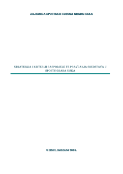 Strategija raspodjele te pravdanja sredstava u sportu Grada Siska