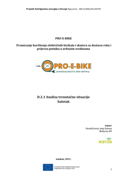 D.2.1 Analiza trenutačne situacije Sažetak - pro-e-bike