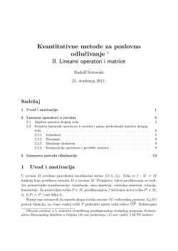 Kvantitativne metode za poslovno odlučivanje II. Linearni operatori i