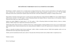 obavje&scaron;tenje o terenskoj nastavi za studente ii i iii godine