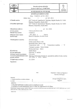 Mikrobiolo&scaron;ka analiza - "Vodovod i kanalizacija" Bijeljina