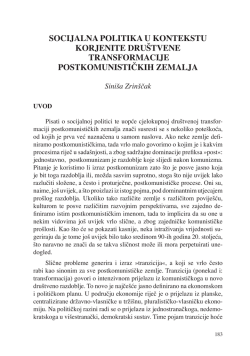 socijalna politika u kontekstu korjenite društvene