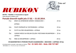 Ponuda dnevnih toplih jela 17.02. &ndash; 21.02.2014. Dobar tek!