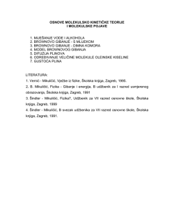 OSNOVE MOLEKULSKO KINETIČKE TEORIJE