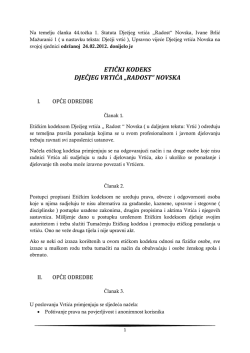 etički kodeks - Dječji vrtić "Radost Novska"