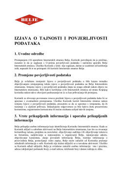 IZJAVA O TAJNOSTI I POVJERLJIVOSTI PODATAKA