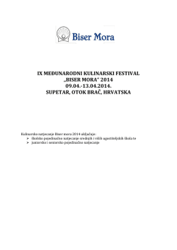 IX MEĐUNARODNI KULINARSKI FESTIVAL &bdquo;BISER MORA&ldquo; 2014