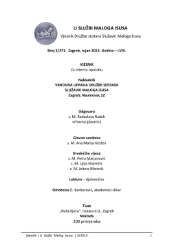 RIJEČ UREDNI&Scaron;TVA - Služavke Malog Isusa