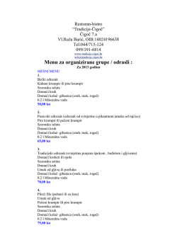 MENI ZA ODRASLE: - Tradicije Čigoč