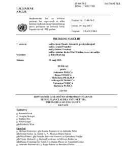 UJEDINJENE NACIJE - ICTY Court Records