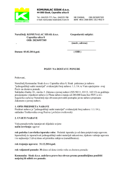 Poziv na dostavu ponude &ndash; &ldquo;Jednogodi&scaron;nji sadni materijal&rdquo;