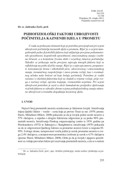 PSIHOFIZIOLO&Scaron;KI FAKTORI UBROJIVOSTI POČINITELJA