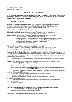 Skraćeni zapisnik sa 6. sjednice Općinskog vijeća