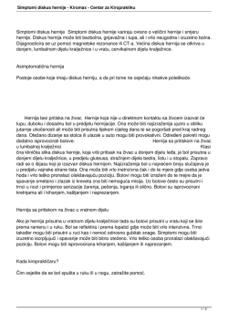 Simptomi diskus hernije - Kiromax
