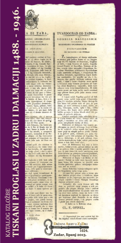 tiskani proglasi u zadru i dalmaciji 1488. - 1946.