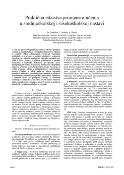 Praktična iskustva primjene e-učenja u srednjo&scaron;kolskoj i