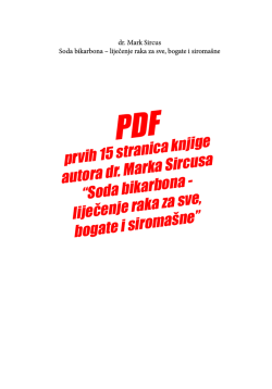 Soda bikarbona - liječenje raka za sve, bogate i