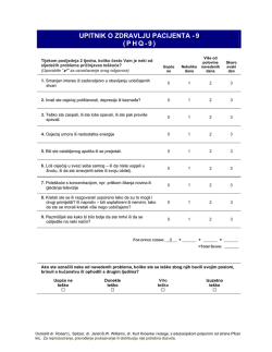 UPITNIK O ZDRAVLJU PACIJENTA - 9 (PHQ-9)