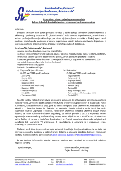 Promotivno pismo - Polivalentna Sportska Dvorana "Sutinska Vrela"