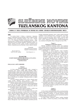 342 Z A K O N - Skup&scaron;tina Tuzlanskog kantona