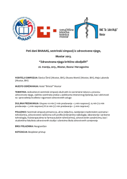 Peti dani BHAAAS, sestrinski simpozij iz zdravstvene njege, Mostar