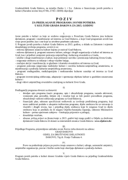 Poziv za Predlaganje programa javnih u kulturi Grada