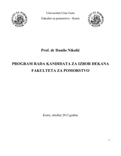 Programa rada kandidata za izbor dekana Fakulteta za pomorstvo