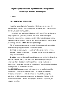 Prijedlog smjernica za izjednačavanje mogućnosti studiranja osoba