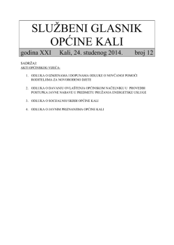 SLUŢBENI GLASNIK OPĆINE KALI - Općina Kali