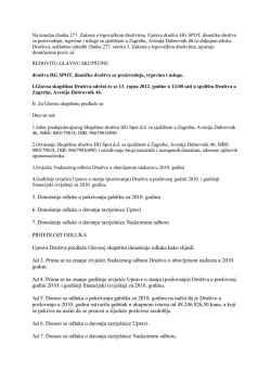 5. Dono&scaron;enje odluke o pokrivanju gubitka za 2010. godinu 6