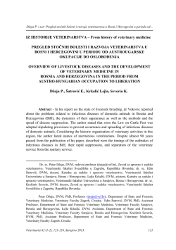 From history of veterinary medicine PREGLED STOČNIH BOLESTI I