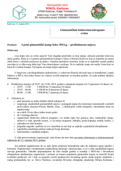 Ljetni gimnastički kamp Selce 2014.