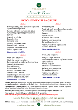 Svečani Meni - Lovački Dvori