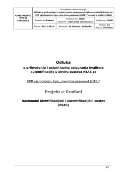 Odluka o prihvaćanju i ocjeni razine za HPB vjerodajnicu u okviru