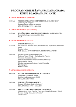 program obilježavanja dana grada knin i blagdana sv