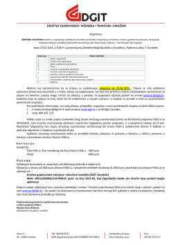 Organizira dana 27.02.2015. u 9,00 h u prostorijama Geotehničkog
