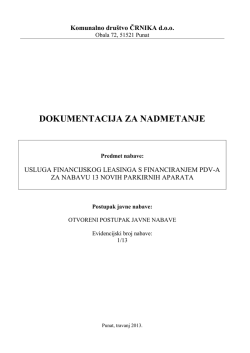 Dokumentacija za nadmetanje - parkirni automati