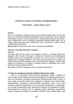 ČESTICE U NASTAVI JUŽNOSLAVENSKIH JEZIKA Virna Karlić