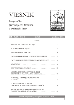 Vjesnik - Franjevačka provincija Sv. Jeronima u Dalmaciji i Istri