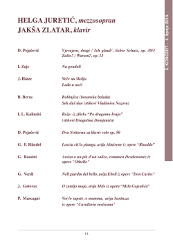 HELGA JURETIĆ, mezzosopran JAK&Scaron;A ZLATAR, klavir