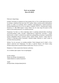 pozivu na suradnju - Staroslavenski institut