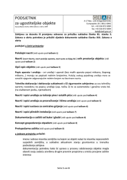 PODSJETNIK za ugostiteljske objekte