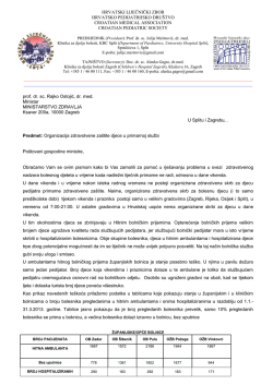 Pismo HPD-a ministru - Hrvatsko pedijatrijsko dru&scaron;tvo